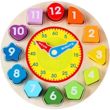 Houten klok speelgoed, educatief speelgoed, vormsorteerpuzzel met cijfers, voor jongens, meisjes, peuters, baby's en kinderen van 3, 4,