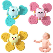 Baby Suction Cup Toys - Windmill Spinners Toys - Cute Animal Bath Toys - White