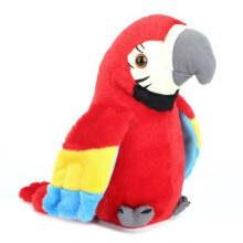 Cute cartoon electric recording talking plush parrot early education toy (red)