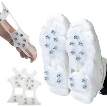 (White, M(34-40)) Crampons antidérapants 10 griffes, caoutchouc randonnée