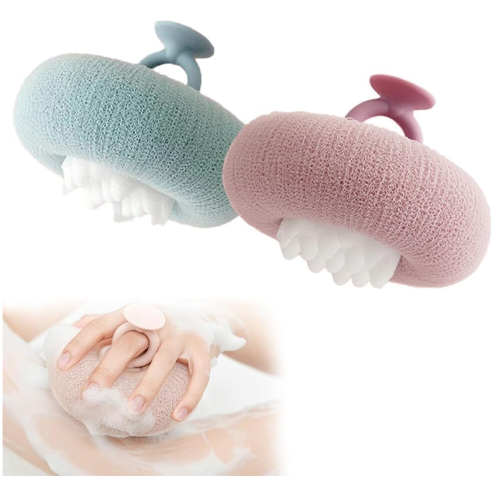 Oimg (2Pcs-A, -) 2-In-1 Sunflower Bath Ball With Suction Cup, Exfoliating Shower Sponge