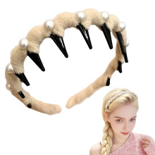 (White 1pc, 1 Count (Pack of 1)) Tiara de Pérola Artificial de Alto Crânio Vintage 2025, Anel Dentado