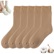 (Coffee - 5 Pairs, -) Calzini caldi morbidi donna, peluche invernali da casa
