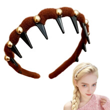 (Brown 1pc, 1 Count (Pack of 1)) Tiara de Pérola Artificial de Alto Crânio Vintage 2025, Anel Dentado