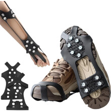 (Black, L(41-44)) Crampons antidérapants 10 griffes, caoutchouc randonnée