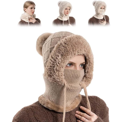 (Khaki, -) Σκούφος balaclava 3 σε 1, ζεστό κασκόλ μάσκας - Χειμερινό