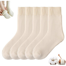 (Oatmeal - 5 Pairs, -) Calzini caldi morbidi donna, peluche invernali da casa