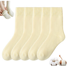(Cream - 5 Pairs, -) Calzini caldi morbidi donna, peluche invernali da casa