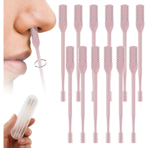 (Pink, 12 PCS) Τρίφτης μύτης & αυτιών 2 σε 1 2025, περιστροφική 360 - Αφαίρεση τριχών