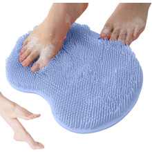 (Blue, -) Podložka na čistenie chodidiel pod sprchou s prísavkami, silikónová exfoliačná podložka na chrbát