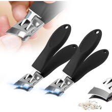 (Black 2pcs, -) Cortaúñas ancho bisel antichapoteo, para uñas encarnadas gruesas
