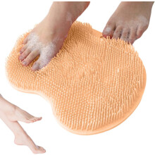 (Orange, -) Podložka na čistenie chodidiel pod sprchou s prísavkami, silikónová exfoliačná podložka na chrbát