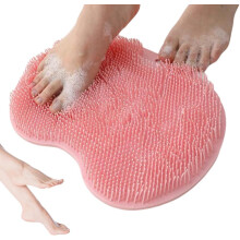(Pink, -) Podložka na čistenie chodidiel pod sprchou s prísavkami, silikónová exfoliačná podložka na chrbát