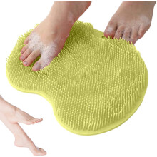 (Green, -) Podložka na čistenie chodidiel pod sprchou s prísavkami, silikónová exfoliačná podložka na chrbát