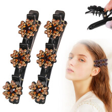 (Flower-B, -) Presilha de Cabelo com Cristal Brilhante 2025, Duckbill para Mulher