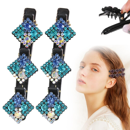 (Square-E, -) Fermacapelli treccia cristallo 2025, anatra rhinestone per donna