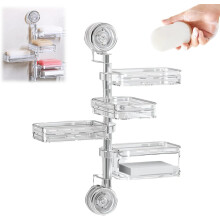 (White-Four layers with Sponge, -) 2025 gegolfde zuignap doucheplank – boorvrije wandopslag