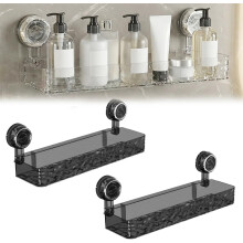 (Black 2pcs, -) 2025 gegolfde zuignap opberghouder – wandplank