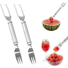 (2pcs, -) 2-in-1 Edelstahl Obstcutter, Wassermelonen-Schneider mit Gabel