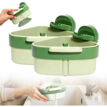 (Green 2pcs, -) Saugnapf Eckspülen-Sieb, Druck-Automatikentleerung Ablaufkorb