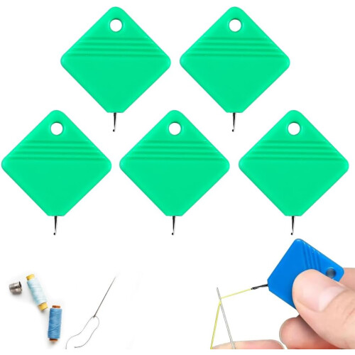 (Green-5pcs, -) 2025 Automatic Needle Threader for Hand Sewing & Machine