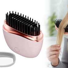 (Pink, -) Mini snoerloze oplaadbare haarstijltang – draagbare reiskam