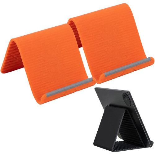(Orange 2pcs, -) Support téléphone pliable silicone, antidérapant angle