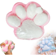(Pink, -) Juguete exprimible pata gato silicona 4", simpático antiestrés