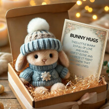 (A-blue, -) Conejito abrazo mini regalo Pascua, peluche suave tarjeta inspiradora
