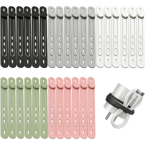 (30pc, -) Wielorazowe silikonowe opaski kablowe