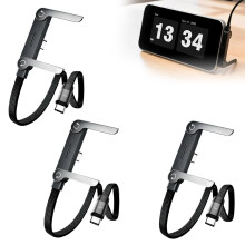 (3 PCS, -) 240W gevlochten USB-C kabel – 2-in-1 rechte hoek met ingebouwde telefoonstandaard
