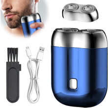 (Blue+head, -) Ny Model Mini Dobbelt Hoved Elektrisk Barbermaskine, Mænds Genopladelig Lommebarbermaskine