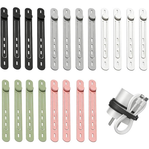 (20pc, -) Wielorazowe silikonowe opaski kablowe