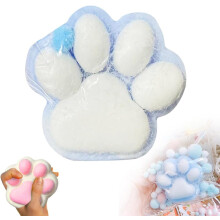(Blue, -) Juguete exprimible pata gato silicona 4", simpático antiestrés