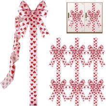 (6pcs Heart#1, -) 6 Laços de Gabinete de Corações Vermelhos, Cetim com Pingente