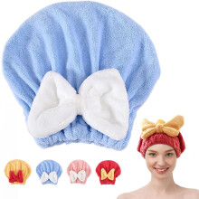 (Blue, -) Asciugamano capelli super assorbente microfibra, fiocco per asciugatura rapida