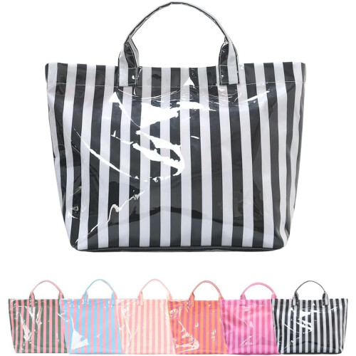 (B, -) Τσάντα tote PVC για γυναίκες, λωρίδες - Μοντέρνα & ανθεκτική