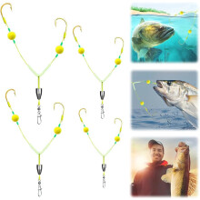 (Golden Hayashi Hook Set, -) Aparejo pesca doble anzuelo fondo, para agua dulce salada