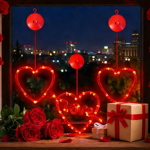 (Love#1, -) Φώτα παραθύρου 30 LED κόκκινη καρδιά, USB/μπαταρία - Ημέρα Αγίου Βαλεντίνου