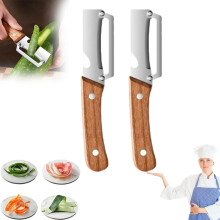 (2pcs, -) Kumocos 3-teiliger multifunktionaler Gemüseschäler, Null Hänger Holzwerkzeug