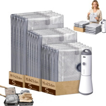 (15pcs, -) X7 kabelloses Reise Vakuumpumpen Set, Kompressionsbeutel für Kleidung