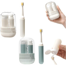 (2 Pcs Set, -) 3-in-1 Reise Toilettenartikel Set, tragbare Zahnbürste & Zahnpasta Box