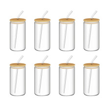 8-Piece Glass Set, Jar-Shaped Glass with Lid, Straw, A Stylish Gift for Friends and Relatives