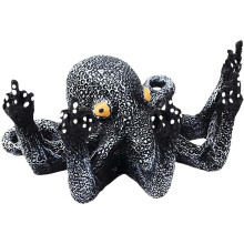 (Black, -) Glow in the dark hars octopus beeld met speelse gebaar voor tuin of aquarium