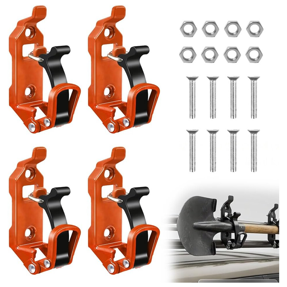 (Orange 4Pcs, -) Heavy Duty Metal Shovel Mount Kit, Quick Release Clamps For Truck Roof Rack 5437706770978