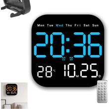 (Blue, -) Reloj digital multifunción LED, alarma fecha temperatura brillo auto