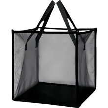 (black, -) Opvouwbare mesh wasmand met handvatten - 32 cm vierkant opbergbox voor reis en student
