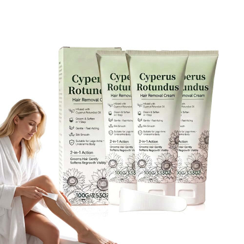 (3PCS, -) Κρέμα αποτρίχωσης με κυπερόχορτο, 2 σε 1 με ενυδατική - Για γυναίκες