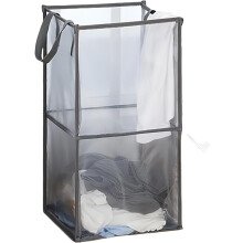 (Grey, -) Dubbellaags opvouwbare opbergmand - duurzaam polyester mesh voor kleding en speelgoed