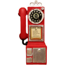 (Red, -) Vintage telefoon decor, retro wandgemonteerde hars telefoon ornament voor thuis of cafe